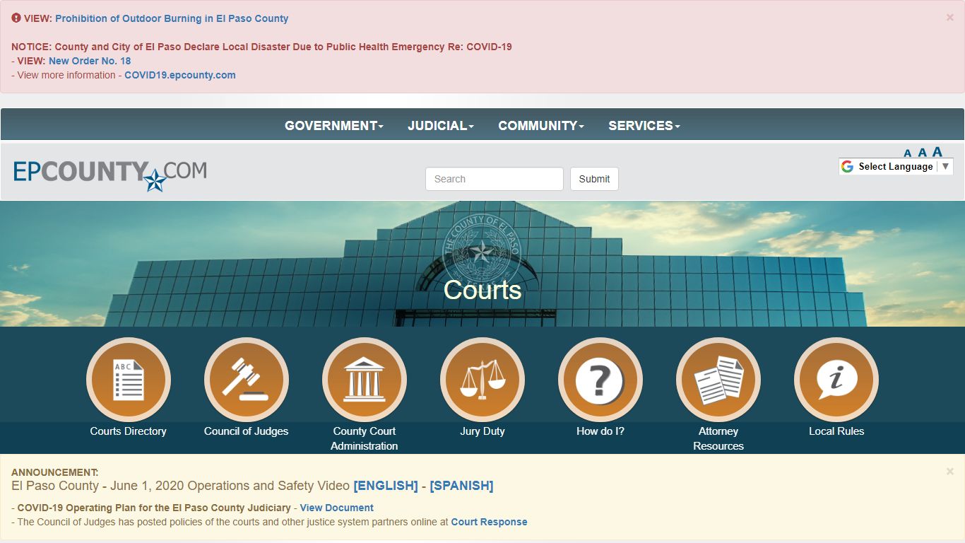 County of El Paso Texas - Courts